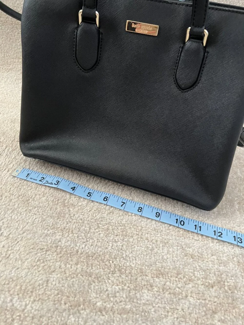 Kate Spade Laurel Way Evangelie Black Saffiano Leather Satchel Crossbody Bag